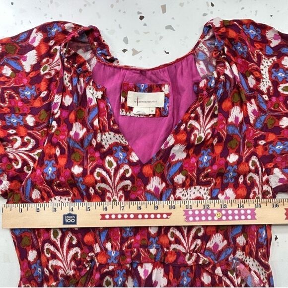 Anthropologie Robin Tiered Paisley Dress Women XS Mini V-Neck Boho Hippie Indie - Picture 13 of 16